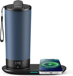 Temperature Control Heated Travel Mug Smart Self Heating Coffee Mug 20 Oz App Controlled LED Display coffee serving sets mug kept at a constant temperature for 4-10 hours (Slate Blue, 20 oz)