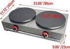 Double LP Gas Crepe Maker 2800Pa Commercial Pancake Machine Nonstick Pan Griddle Machine Table Size 15.75″×2 for Blintzes Eggs Bacon