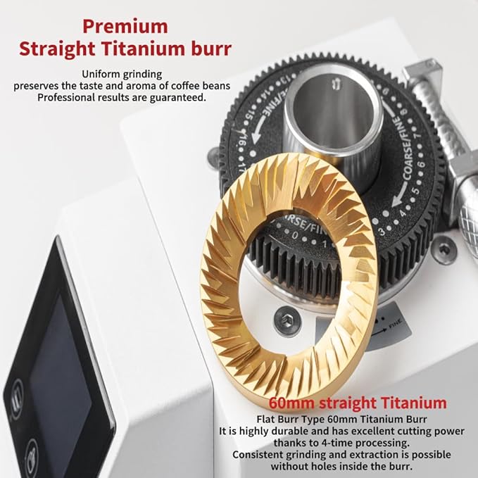 Urbanic 090 Electric Coffee Grinder (110~220v) / straight Titanium burr 60mm / (black) / (Made in Korea), 125*125*39(mm)