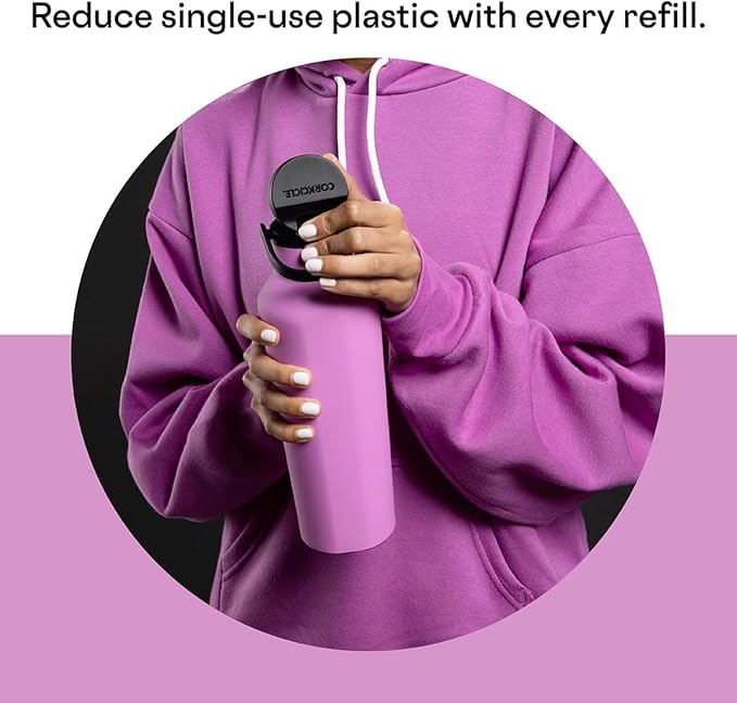 Corkcicle Sport Canteen - Keeps Drinks Cold 25 Hours - Stainless Steel Water Bottle - Triple-Insulated - Spill-Proof - Summer Drinkware Gift - Keeps Drinks Ice Cold - 20 oz - Fuchsia