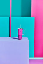 Hydro Flask 40 Oz Travel Tumbler with Handle, Lid and Straw - Insulated Stainless Steel in Holiday Punch