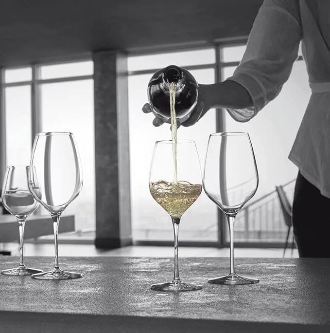 Bormioli Rocco Inalto Tre Sensi Collection Set Of 4 Premium 14.5 Oz. Wine Glasses, Made From Crystal Clear Star Glass, Made In Italy.