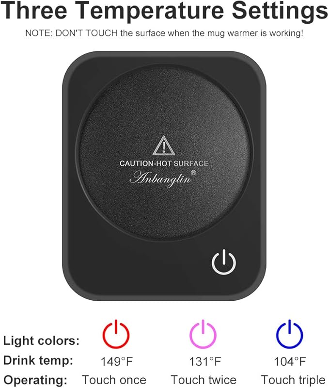 Coffee Mug Warmer, Smart Cup Warmer for Desk, 3 Temperature Control & Auto Shut Off, Electric Cup Warmer for Heating Milk,Tea,Beverage,Candle (Black-No Mug)