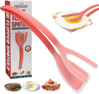 Silicone Egg Flipper Spatula Tongs (Set of 1) – Non-Stick 2-in-1 Grip & Flip Kitchen Tongs for Pancakes, Fish, Eggs, and More – Heat Resistant Cooking Tool (Black) (Red)