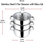 Vinod Cookware 3 Tier Steamer Silver 18 Cm