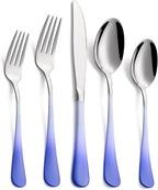 20-Pieces Color Silverware Sets for 4,Blue and white Handle Stainless Steel Cutlery Set, Include Forks Spoons and Knives Set, Dishwasher Safe Utensil Sets for Home Restaurant