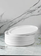 Onniyor Porcelain Dinner Plates Set, Round Dessert Salad Plates, 10 inch Serving Dishes, Scratch Resistant Flat Plates, Microwave, Oven, and Dishwasher Safe, Set of 6, White