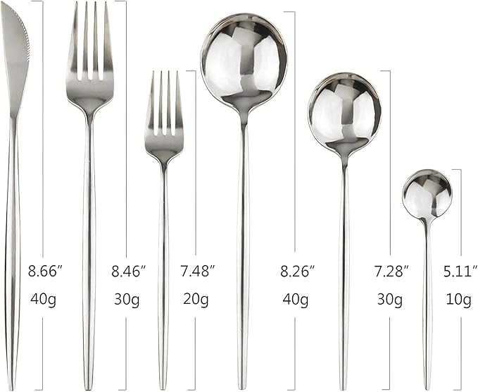 Silver 36-Pieces Silverware Flatware Mirror Polished Dinnerware, 18/0 Stainless Steel Cutlery Set For Home Kitchen Party Hotel Restaurant Wedding Service for 6