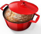 Nuwave 6QT LUX Healthy Enameled Cast Iron Dutch Oven Pot with Lid, Heavy Duty 7-Layer Enamel, Enhanced Rust Protection, Dual Handles, Oven Safe to 500°F for Sourdough Bread Baking, Braise, Stew, Roast