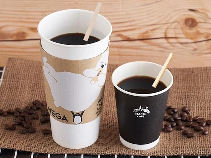 Gmark Individually Wrapped 5.5" Coffee Stir Sticks (length 140mm, width 6mm, thick 1.3mm) - 500pc Round End, Eco Friendly Coffee Stirrers for Hot Drinks - Natural Birch GM1014A