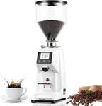Electric Coffee Grinder with Flat Burr, 19 Settings & Digital Timer Display, Commercial Espresso Coffee Grinder with Large 35 oz Hopper, White