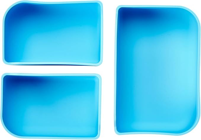 LunchBots Build -a- Bento Lunch Box, Silicone Bento Box for Kids, Multi-Compartment Lunch Container, Oven & Dishwasher Safe, BPA Free, 28 oz - Light Blue