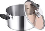 E-far 6-Qt Stainless Steel Stock Pot, Triply Stockpot with Lid for Cooking Simmering Soup Stew, Heavy Duty Cookware Works w/Induction, Non-toxic & Corrosion Resistant, Dishwasher Safe