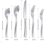 Hand Forged Stainless Steel Flatware Set Silverware Set Cutlery Set Matte Finished Hammered 5 Pieces Service for 1