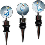 Wine Bottle Stoppers Stainless Steel Wine Stoppers with Decorative Art Glass, Wine and Beverage Bottle Corks for Gifts, Bar, Wedding, Holiday Party (Blue)
