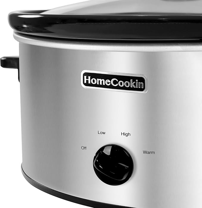 HOMECOOKIN 8 Quart Slow Cooker Oval Manual Pot Food Warmer with 3 Cooking Settings, Stainless Steel