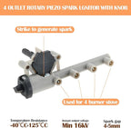 4 Outlet Rotary Piezo Ignitor Spark Generator Replacement Parts, Piezo Ignitor Kit for All Furrion 2-in-1 RV Range Ovens, Replace Parts for 2021124253 C-FSRE21SA-020 FSRE17