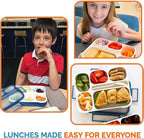 Bento Lunch Box with Insulated Bag and Ice Pack Set. 6 Divided Compartments, Containers for School, Work Daycare Lunches Snacks, Kids and Adults BPA Free, Easy to Carry, Durable Kits, Navy Blue