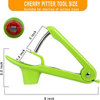 Cherry Pitter Tool;Cherry Remove Heavy Duty Stainless Steel Fruit Core Stoner Seed Cherries Tool With Lock Design For Making Fresh Cherry Jam By Hand; Gold Fruit Spoon & Fork one Set Including