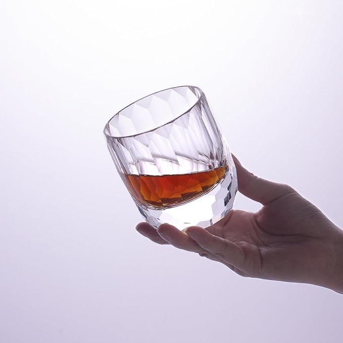 KAMMAK Whiskey Glasses Set of 2, 7.1 oz (210 ml) Old Fashioned Tumbler, Thick Base Crystal Glass with Delicate Rim & Seamless Design for Scotch, Bourbon, Cocktails, Lead-Free Barware