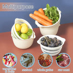 2 in 1 Kitchen Colander Set with Bowl Strainer (2 Sets 3 Qt),BPA Free Plastic Fruits and Vegetable Washing Basket,Dishwasher Friendly Double Layered Drain Basin,for Pasta Salad Berry Cleaning Mixing