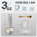 Lareina Porcelain Stackable Espresso Cups with Saucers, Spoons and Metal Stand, 3 Ounce Small Coffee Cups Set of 6 - Ceramic Demitasse Mugs, White