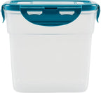 Rachael Ray Leak-Proof Stacking Container Food Storage Bin Set, 20-Piece, Clear with Teal Lids