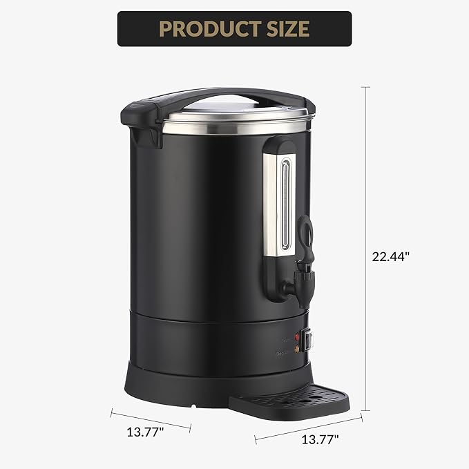 100 Cups Large Coffee Urn with Double Wall Insulation, 14L/3.8 Gallon Stainless Steel Commercial Electric Coffee Maker with Hot Drinks and Hot Water, for Weddings, Parties, Catering, and Buffets