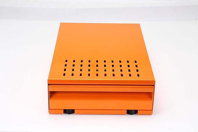 Large Size Espresso Coffee Knock Box Drawer, Stainless Steel Pull-Out Style Coffee Grounds Powder Container Bin for Cafes Restaurant Home Bar, 14.96 x 10.03 x 3.93 inch (Orange)