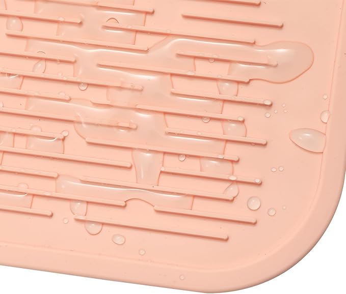 Silicone Dish Drying Mat for Multiple Usage,Easy clean,Eco-friendly,Heat-resistant Silicone Mat for Kitchen Counter or Sink,Refrigerator or Drawer Liner Pink 5XL 36inches x 18inches