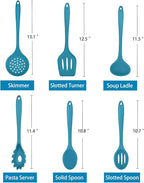 TeamFar Silicone Cooking Utensils Set of 6, Kitchen Utensils Set, Includes Ladle Slotted Turner for Non-stick Cookware, Healthy & One-Piece, Non-Scratch & Heat Resistant, Dishwasher Safe, Dark Blue