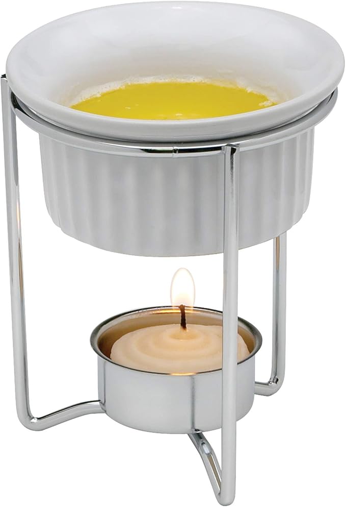Maine Man Butter Warmer Set, Ceramic Ramekins with Chrome-Plated Steel Wire, Set of 2, 3-Ounce Capacity
