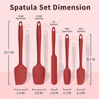 Coukre Silicone Spatula Set of 5,High Temperature Resistant, Food Grade Silicone, Dishwasher Safe, for Baking, Cooking (Pure Red)