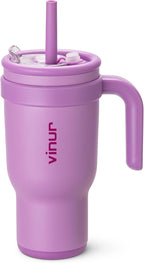 VINUR Insulated Tumbler with Handle-30 oz Stainless Steel Coffee Travel Mug with Leak Proof Straw Lid| Water Cup for Travel|Cup Holder Friendly|Gifts for Women, Lilac Purple