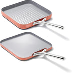 Caraway Griddle Pan & Grill Pan Duo - Non-Stick Ceramic Coated - Non Toxic, PTFE & PFOA Free - Oven Safe & Compatible with All Stovetops – Perracotta