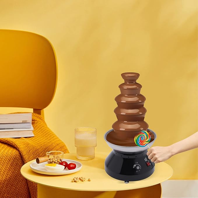 5 Tier Chocolate Fountain, 230W 3000ml/7LBS Stainless Steel Electric Chocolate Fondue Fountain Machine 86-230 °F Hot Chocolate Fondue Tower for Party, Wedding, Buffet