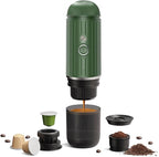 Portable Electric Espresso Machine, Travel Coffee Maker for Camping, Car Coffee Maker Self-Heating with USB-C, With Ground Coffee & NS Capsule for RV, Hiking, Office(Green)