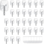 30 Small Hooks+40 Removable Strips, Clear Wire Utility Hooks with Adhesive Strips Damage-Free, No Tools Wall Hooks for Hanging Heavy Duty, Value Pack