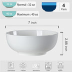 40 oz Large Soup Bowl, Pho Bowls, 7-Inch Off-White Porcelain Bowls Set of 4