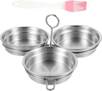 Cabilock 2Pcs Stainless Steel Egg Poacher with Oil Brush Egg Mold Ring for Steaming and Boiling Kitchen Cooking Tool for Indoor Breakfast and Camping