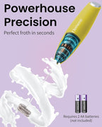 Elementi Milk Frother Handheld Double Whisk - Coffee Frother, Electric Stirrer & Matcha Whisk - Handheld Drink Mixer for Coffee (Yellow)