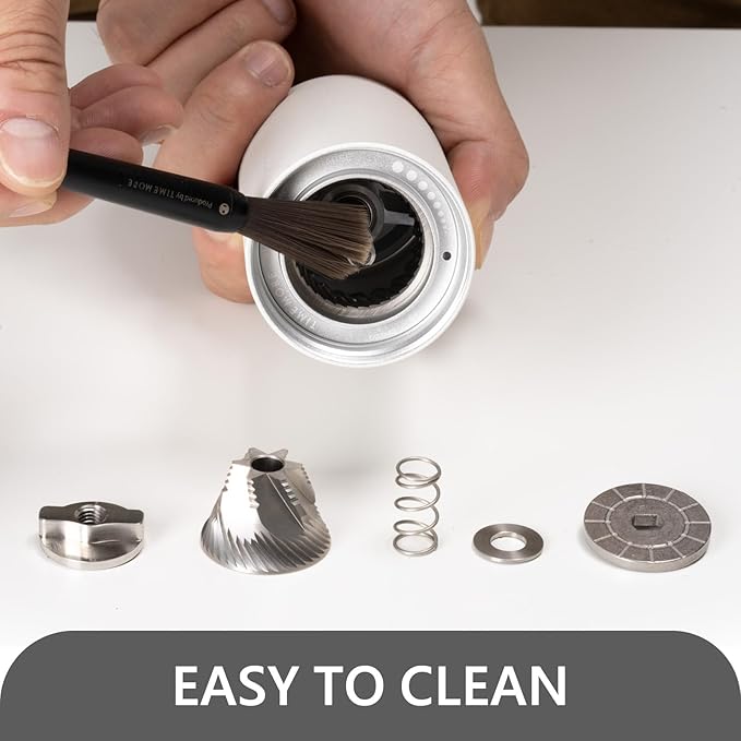 TIMEMORE Manual Coffee Grinder Foldable Handle Burr Coffee Grinder with Capacity 20g Chestnut C3S PRO Internal External Adjustable Setting, Double Bearing Positioning for Travel Camping, Home White