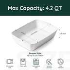 4.2 QT Deep Ceramic Baking Dish, White Casserole Dish, Lasagna Pan for Oven, Ceramic Baking Pan, Kitchen Decor, Microwave Oven Safe, Dinner, Wedding (10" x 13.9")