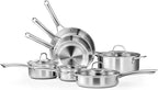 Bonnlo 11 Pieces Cookware Set, 3-Ply Stainless Steel Pots and Pans Set with Lids, Non-Toxic Kitchen Set, Oven & Dishwasher Safe, Induction Cooking Set, PFOA & PTFE Free, Compatible for All Cooktops