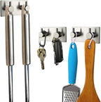 Self Adhesive Stainless Steel Hooks, Wall Mounted Heavy Duty Hanger, Key Rack Towel Hooks for Bathroom, Living Room, Kitchen (2 Hooks)