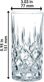 Nachtmann Noblesse 13oz Long Drink Glass (Set of 4) - Luxury Crystal Highball Glasses with Cut Decoration - Ideal for Cocktails, Sparkling Drinks, Beverages - Dishwasher-Safe Barware Essentials