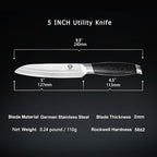 WILDMOK 5 Inch Utility Knife, Ultra Sharp Small Kitchen Knives, Fruit and Vegetable Cutting Knife - German Steel & Ergonomic Handle, Gift Box