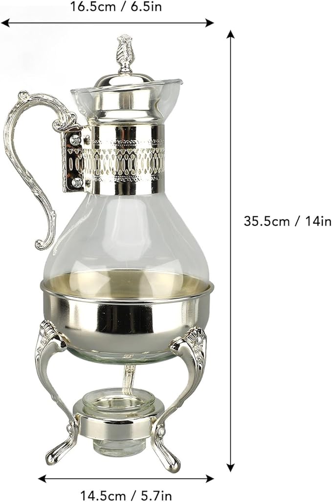 Vintage Turkish Coffee Pot Set, Decorative Glass Teapot Set, Heatable Glass Tea Kettle with Lid and Cup, Turkish Tea Set for Home Tea Party, Milk, Coffee, Hot Cold Tea