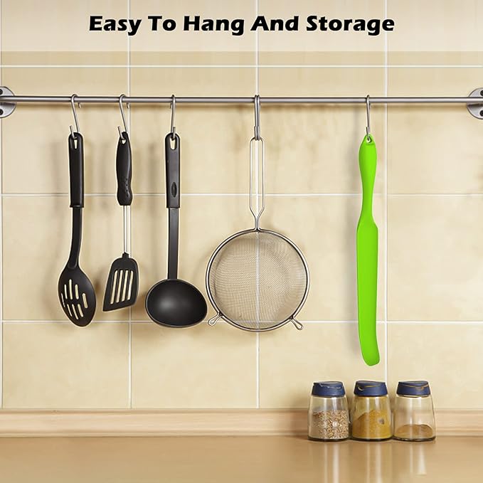 Silicone Blender Spatula for Vitamix Blade Scraper - Easy to Reach Under Blender Blades and Edges, Silicone Rubber Grip with Hanging Holes Reusable (Green)