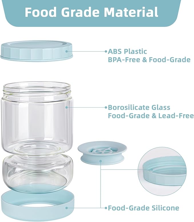 WhiteRhino Glass Pickle Container with Strainer Flip, 51oz Hourglass Pickle Flip Jar, Leakproof Storage, Separates Juice for Olives, Onions, Gherkins